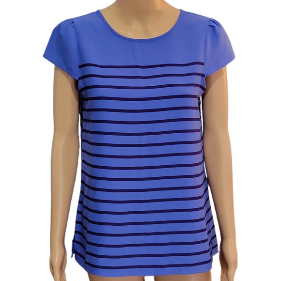 LOFT Periwinkle Blue Striped Blouse Small NWT - Picture 1 of 5